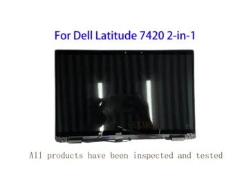 14 colių Dell Latitude 7420 2-in-1 Nešiojamojo kompiuterio Ekranas LCD Jutiklinis Ekranas skaitmeninis keitiklis Asamblėjos Viršutinė Dalis FHD 1920x1080