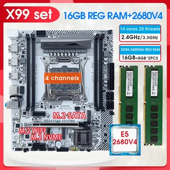 JGINYUE X99 Plokštė Rinkinys Xeon E5 2680 V4 Procesorius 16G(2*8) 2400 MHz DDR4 ECC RAM Atminties LGA 2011-3 Nvme SATA M. 2 Interfac
