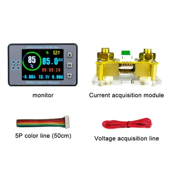 0-500V Battery Monitor Amp voltmetras Ammeter Voltmeter Saulės Baterijos Įkrovimo Coulometer Pajėgumų Galia Detektorius Testeris