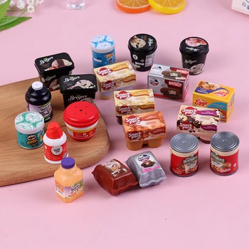 1/12 Mini Mielas Miniatiūrinės Lėlės namas Vaisių Gėrimas Gali Butelį Maisto Priedai Supermarker Žaislas Doll House Dekoro