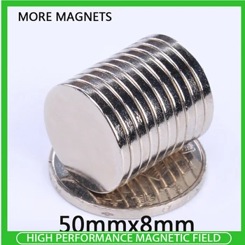 1/2/3/5VNT 50mm x 8mm Super Galingas, Stiprus Magnetinis Nuolatinis Neodimio Magnetai 50x8mm Didelis Apvalus Magnetas 50*8mm