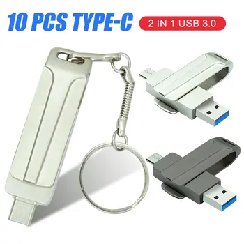 10vnt/Daug C Tipo Ultra Dual USB 3.0 Vandeniui Pendrive128GB Metalo 256 gb Memory Stick 32GB 64GB 16GB, USB 