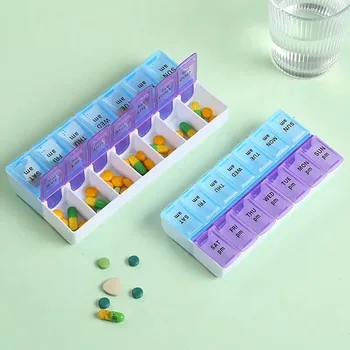 14 Tinklus, 7 Dienų Savaitės Saldainiai Tabletes Atveju Medicina Tablet Balionėlis Organizatorius Tablečių Dėžutė Skaldymo Tablečių Laikymo Organizatorius Bakas