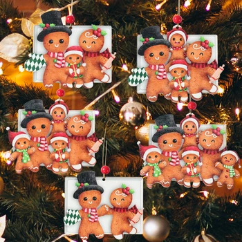 1Pc Linksmų Kalėdų Dekoracija Namuose Meduoliai su imbiero priedais Vyras Mediniai Papuošalai Kalėdų Medžio Kabo Pakabukas 2024 Laimingų Naujųjų Metų Navidad