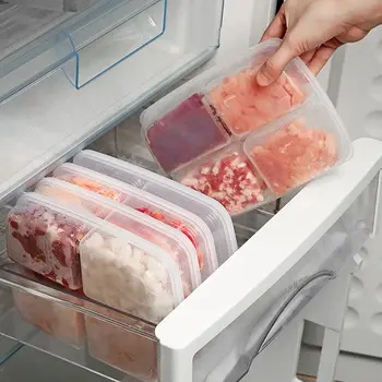 1pc Skaidrus Keturių Tinklelis, Šaldytuvas Didelės Talpos Saugojimo Dėžutė Užšaldytų Mėsos Kamera Maisto produktų Sudedamoji supakuoti Virtuvės Įrankiai