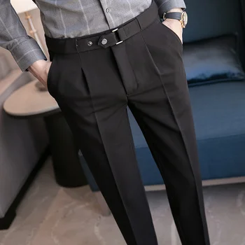 2022 M. Pavasarį, Rudenį Atsitiktinis Kelnės Vyrų Slim Fit Verslo Suknelė Office Socialinės Streetwear Kulkšnies Ilgis Kostiumas Kelnės Pilkos Spalvos 36