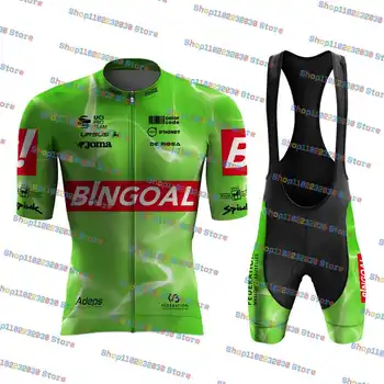 2023 Bingoal Žalia Dviračių Jersey Rinkiniai Lenktynių Trumpas Rankovės Quick Dry Maillot Ciclismo Dviračių Drabužiai