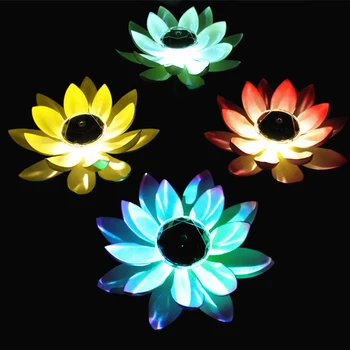2vnt Saulės Lotus Šviesos diodų (LED Energijos Taupymo Nakties Žibintas atsparus Vandeniui Sodas, Baseinas, Tvenkinys, Fontanas Apdailos Baseinas Gėlių Žibintai