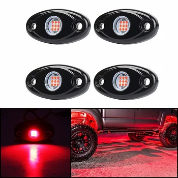 4 Ankščių LED Roko Žibintai Rinkinys Vandeniui Underglow LED Neon Trail Platformą Žibintai Jeep Sunkvežimių ATV Raptor Offroad Valtis-Raudona