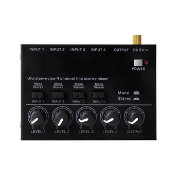 4 Kanalų MAX400 Garso Maišytuvas Mini Stereo Mixer Ultralow Triukšmo Maišyklės Maišymo Konsolės DC5V už elektrine Gitara, Būgnas Fortepijonas