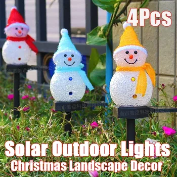 4Pcs Sodo LED Kalėdų Senį Saulės Šviesos Lauke Vandeniui Lempos Žiemos Kraštovaizdžio Vejos Papuošalai Kieme Kelias Kirtimo
