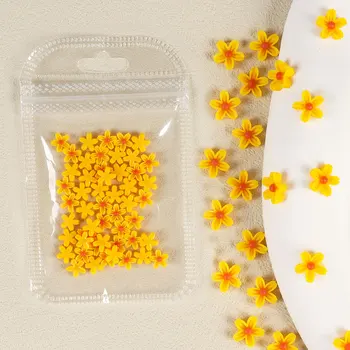 50Pcs/Maišas Spalvota Mini Gėlių Nagų Pakabukai Kawaii 3D Nagų Dailės Reikmenys 