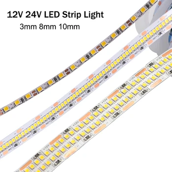 5M 10M LED Šviesos Juostelės 12V 24V 2025 Lanksti LED Juostelė 3mm 8mm 10mm 168leds 280leds 312leds 420leds 624leds LED Juostelės Apšvietimas