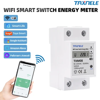 60A WIFI Smart Switch TUYA Energijos Skaitiklis Kwh Matavimo Grandinės Pertraukiklis Laikmatis su daugiau nei įtampos srovės Ribotuvas, apsaugai