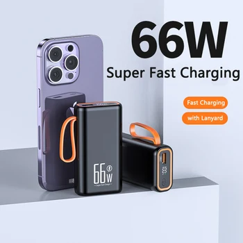 66W Super Greitai Įkraukite Maitinimo Banko 30000mAh LED Ekranas, Baterija, iPhone 14 pro 