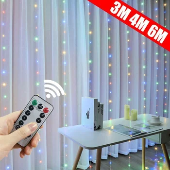 6M LED Užuolaidų Girlianda ant Lango USB String Žibintai Pasakų Girlianda Nuotolinio Valdymo naujieji Metai, Kalėdiniai Papuošalai, Namų Kambarys