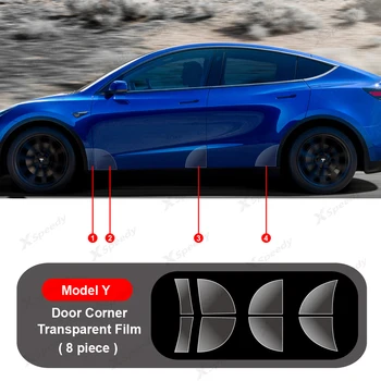 8Pcs Automobilio Priekinės Galinės Durys PRF Skaidri Apdaila Drabužių Apsauginės Plėvelės Apdailos Remonto Lipdukai Tesla Model Y 2021-2023