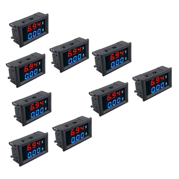 9Pcs LED Skaitmeninis DC 0-100V 10A Įtampos Amp Volt Skaitiklio Skydelis Dual Voltmeter Ammeter Testeris
