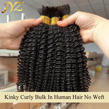 Afro Keistą Garbanotas Žmogaus Plaukų Urmu už Kasytės mongolų Remy Human Hair Extension Ryšulių Nr. Ataudų Natūralus Juodas Moterims JYZ