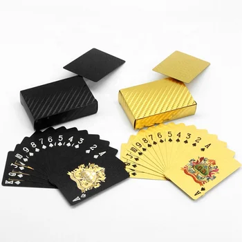Aukštos Kokybės Užsakymą Kortų Spausdinimas Pokerio Pvc Atsparumas Vandeniui Plastikinis Aukso Juodosios Kortos Urmu