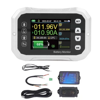 Baterijos Matavimo Skaitiklis Mobile APP Kontrolė 10-120V 0-100A Smart Battery Monitor 2.4 Spalvotas LED Ekranas RV Elektrinių Transporto priemonių