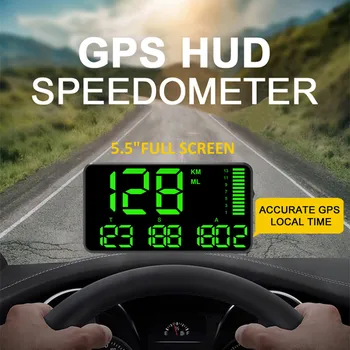 C90 head up display automobilių HUD GPS skaitmeninis displėjus, Spidometras, greičio viršijimo signalizacija, didelis ekranas, universalus hodometro rodmens