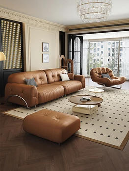 Debesis sofa technologijos audinio meno kremas stilius paprastas šiuolaikinio gyvenimo kambario vertikalios tinklo įžymybė anti-katė nulio sofa