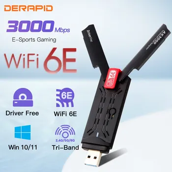 DERAPID WiFi 6E Adapteris AX3000 USB 3.0 Triguba Juosta Belaidžio tinklo Plokštę, 