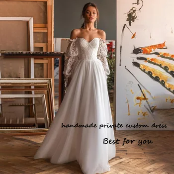 Derliaus Princesė Vestuvių Suknelės, Nėriniai Appliuqes Brangioji Vestuvinės Suknelės Sluoksniuotos Rankovėmis Puoštas Tiulio Linija Ilga Vestuvinė Suknelė 2023