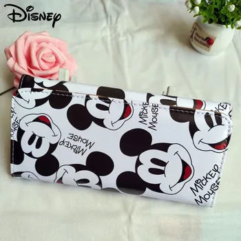Disney Mielas Anime Mickey Mouse Moteris Ilgai Piniginės Animacinių Filmų Spausdinti Hasp Sagtis Studentų Sulankstomas Nešiojamų Monetų Krepšys Naujas 3 In 1 Rankinėje