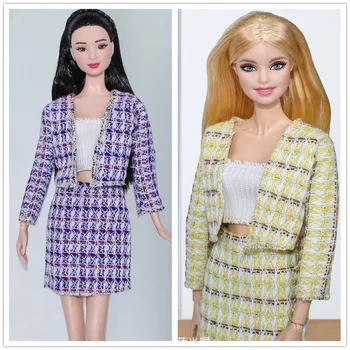 Drabužių set / violetinė tinklelis kailis + top + sijonas / 30cm lėlės drabužiai ponios kostiumas autuwn dėvėti aprangą 1/6 Xinyi FR ST Barbie Lėlės