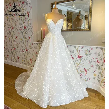 Elegantiškas Princesė Visiškai Nėrinių V Kaklo Išjungti Pečių Vestuvių Suknelė Moterims 2024 Spagečiai Dirželiai Vestuvių Nuotakos Suknelė pagal Užsakymą