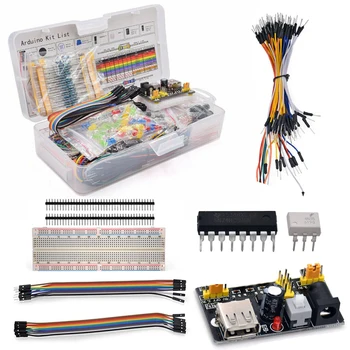 Elektronikos Komponentų Rinkiniai Bazinės Įdomus Rinkinys Paketas su Rezistorius, Kondensatorius, LED Šviesos, Potentiomete