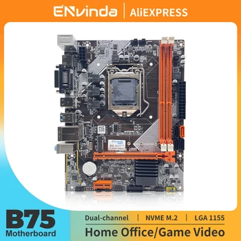 ENVINDA Plokštė B75 LGA 1155 Parama Intel i3/i5/i7 Procesorius 16GB DDR3 Desktop RAM Su VGA, USB2.0 USB3.0
