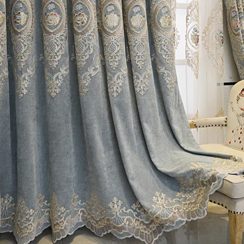 Europos stiliaus naujas Šeniliniai siuvinėjimo prabanga jautrūs aukštos klasės atmosferos curtainsCurtains Gyvenimo valgomajame, miegamajame
