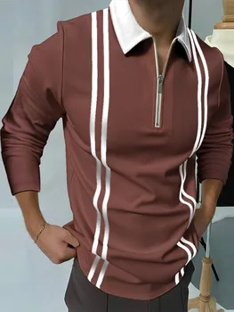 EWSFV 2021 m. Rudenį Naujų Atvykti vyriški Polo Apykaklės marškinėliai Dryžuotas Ruožas Slim ilgomis Rankovėmis vyriški Marškinėliai Madinga Didelio Dydžio marškinėlius