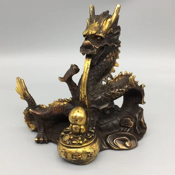 Gryno vario aukso lobis dubenį, drakonas drakonas vandens absorbcija namų, gyvenamasis kambarys, desktop, apie 830 gramų