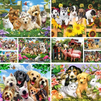 Gyvūnų Augintinių Šunų Tapybos Numerių Rinkinys, Akrilo Dažai 40*50 Nuotrauką Pagal Numerius Foto Naujo Dizaino Vaikų Piešimo Didmeninės