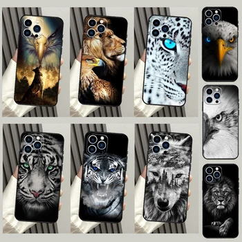 Gyvūnų Liūtas, Tigras, Vilkas Erelis Atveju iPhone 15 14 Pro Max 11 Pro Max 12 13 X Mini XR XS Max SE 2020 7 8 Plius Telefono Dangtelį