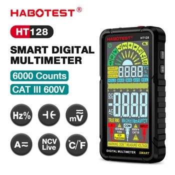 HABOTEST HT128 Multimetras 6000 Skaičiuoja Smart Matavimo Auto-Pradedant Voltmeter Įtampos Testeris su Ne-Kreipkitės Įtampos matavimas