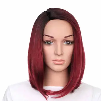 Hairpiece Tiesiai Gradientas Aukštos Temperatūros Pluošto Perukas Matinis Moterų Raudoni Plaukai