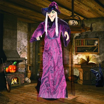 Helovinas Ragana Prop su Garso ir Veiksmų Kabinti Animacinis Ragana Balso Valdymo Mygtuką Helovinas Haunted House Šalies Prekių