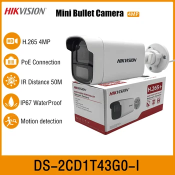 Hikvision DS-2CD1T43G0-aš 4MP IR 50M H. 265 Lauko Mini Kulka Stebėjimo kamerų PoE, 3D DNR Tinklo Saugumo IP Kameros IP67 WDR