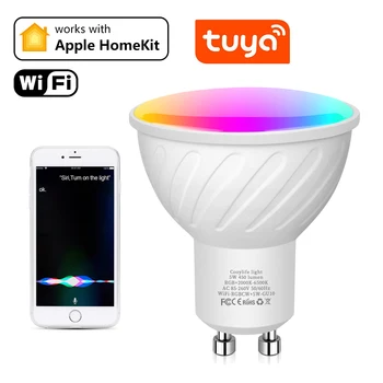 Homekit GU10 WiFi Smart LED Prožektoriai, Lemputės RGBCW Apple Namų PFI Sertifikuota Alexa 
