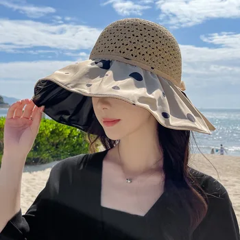Japonijos Vinilo UV Apsauga Skrybėlę Moterų Polka Dot Apsauga nuo Saulės Sun Skrybėlę Vasarą Pusę Oro Viršų Kvėpuojantis Akių Skrybėlę nuo Saulės