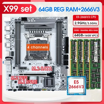 JGINYUE X99 Plokštė Rinkinys Xeon E5 2666 V3 Procesorius 64G(4*16) 1866 MHz DDR3 ECC RAM Atminties LGA 2011-3 Nvme SATA M. 2 Interfac