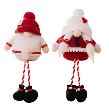 Kalėdų Beveidis Gnome Lėlės Kalėdų Medžio Kabo Ornamentas, Papuošimas Mielas Megzti Skrybėlę Su Širdies Modelis Navidad Gimdymo Dovana