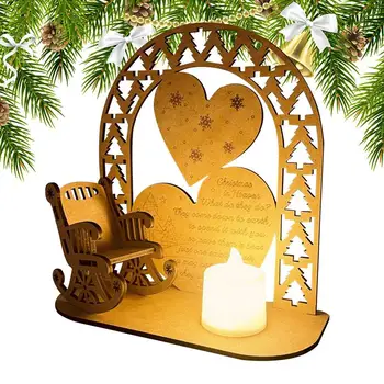 Kalėdų Danguje Žvakė Kėdė Kalėdų Atminimo Mediniai Ornamentu Tealight Su Žvakide Turėtojas, Veranda, Kavos Staliukas