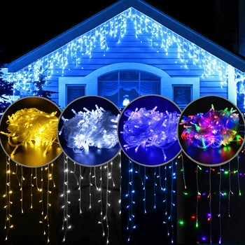 Kalėdų LED String Žibintai Ašaros po 0,4-0,6 m, Šalis Vestuvių Užuolaidų Varveklis Šviesos Gatvės Sodo Lauko Dekoro Atostogų Apšvietimas