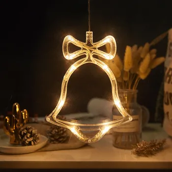 Kalėdų LED Žibintai, Palangės Papuošalai 2023 Kalėdų Medžio Kabo Su siurbtuko Snaigės Mėnulis Pakabukas Dovana Vaikams